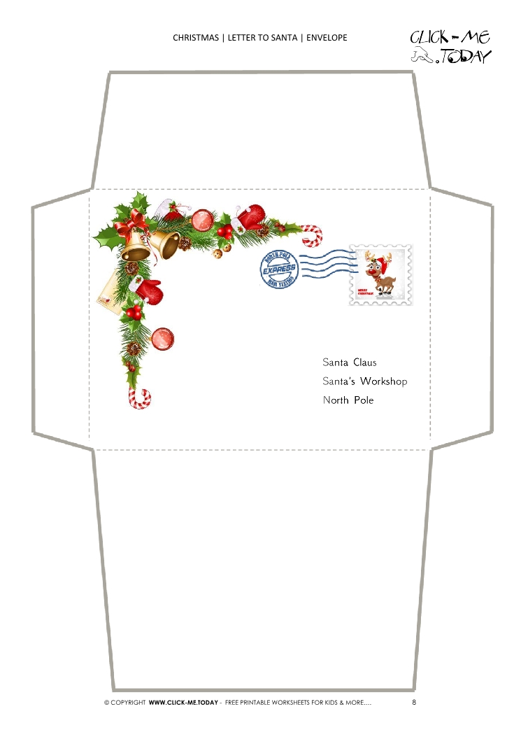 Envelope Christmas stationery with post address and stamp 8